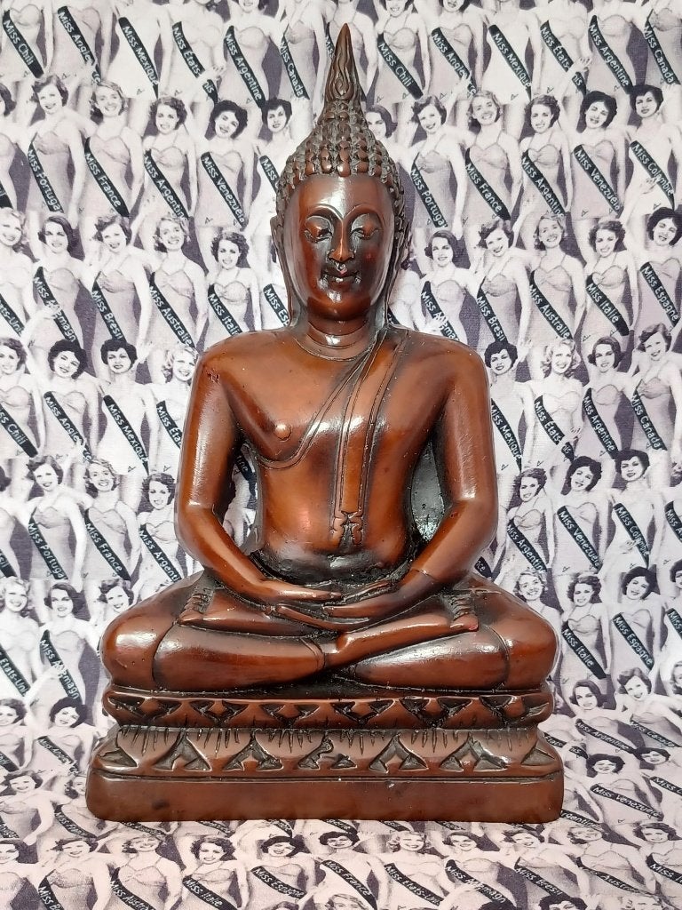 Antieke mooie boeddha - hout -palissander?              25vp, Ophalen of Verzenden, Zo goed als nieuw, Hout, Bruin