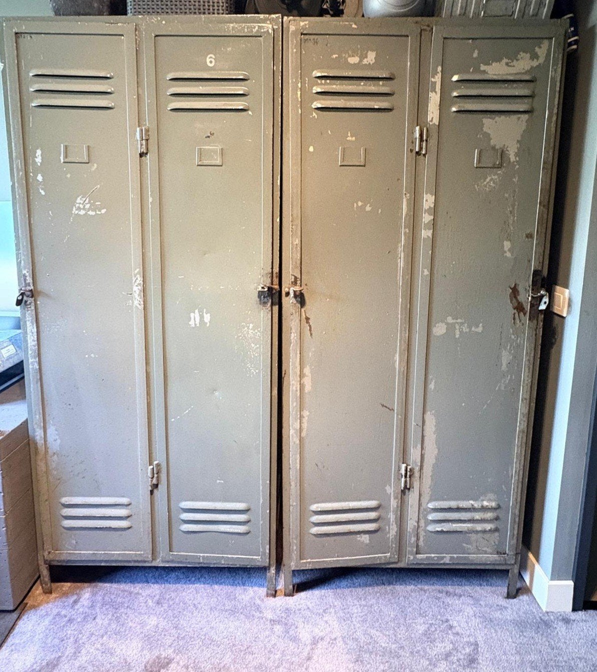 Vintage metalen lockerkast - Industriële stijl, Huis en Inrichting, Ophalen, Gebruikt, Met plank(en), 50 tot 100 cm