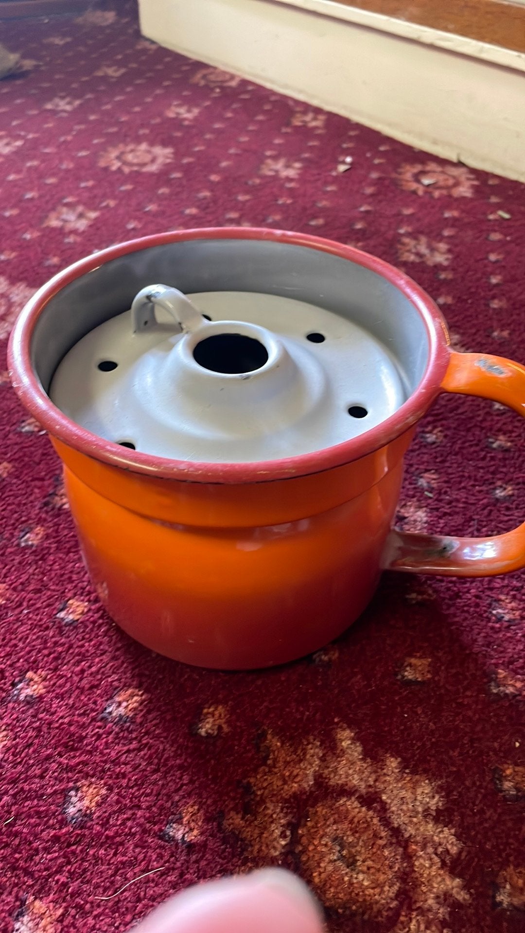 Vintage oranje melkkoker, Ophalen of Verzenden