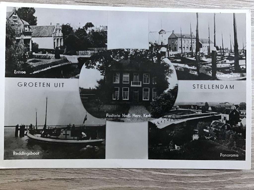 Stellendam Groeten uit ca 1940-50, Verzamelen, Ansichtkaarten | Nederland, Verzenden, 1940 tot 1960, Gelopen, Zuid-Holland