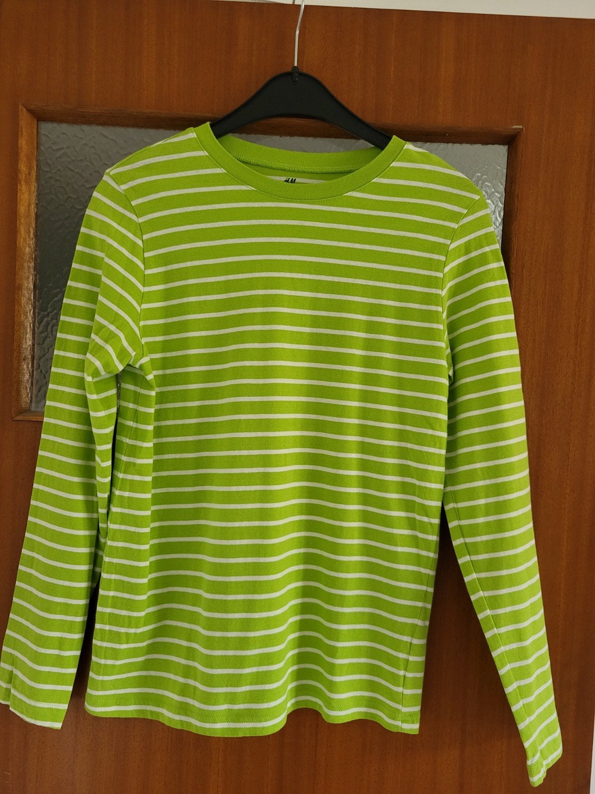 H&M Groen gestreept shirt met lange mouwen EUR 158/164, Ophalen of Verzenden, Zo goed als nieuw