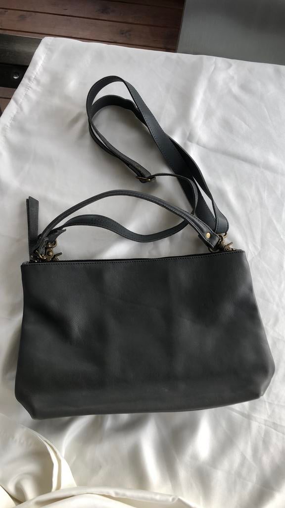 SACCOO AMSTERDAM grijs lederen schoudertas tas handtas, Ophalen of Verzenden, Zo goed als nieuw, Grijs, Handtas