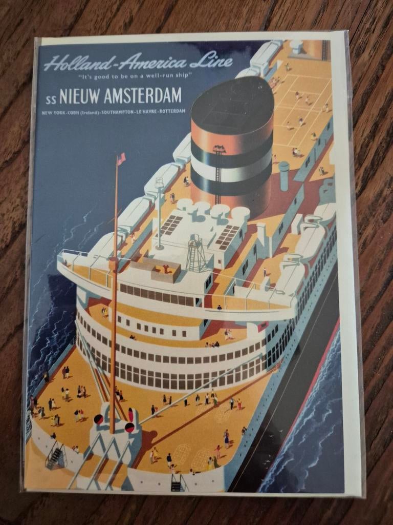Ansichtkaart Holland America Line - SS Nieuw Amsterdam, Ophalen of Verzenden, Nieuw, Kaart, Foto of Prent