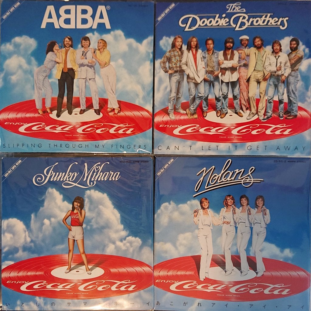 4 Coca Cola singles (Picture Disc, Promo, Japan 1981), Gebruikt, Beschermende buitenhoes, Ophalen of Verzenden, Pop
