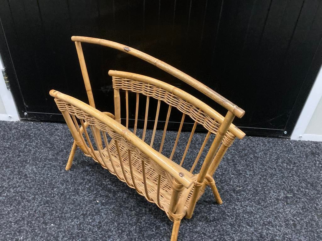 Vintage rotan lectuur of LP bak, Ophalen of Verzenden