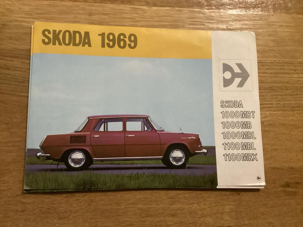 Skoda 1969 Brochure - 1000 MB, 1100 MB modellen, Ophalen of Verzenden, Gelezen, Overige merken