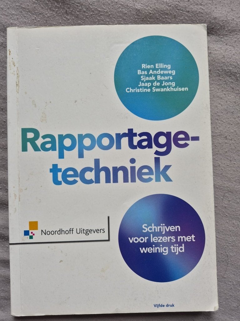Rapportagetechniek, Boeken, Ophalen, Rien Elling, HBO, Zo goed als nieuw