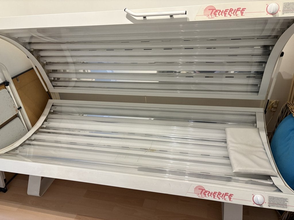 zonnebank en hemel, Witgoed en Apparatuur, Ophalen, Gebruikt, Zonnebank dubbelzijdig, 15 lampen of meer