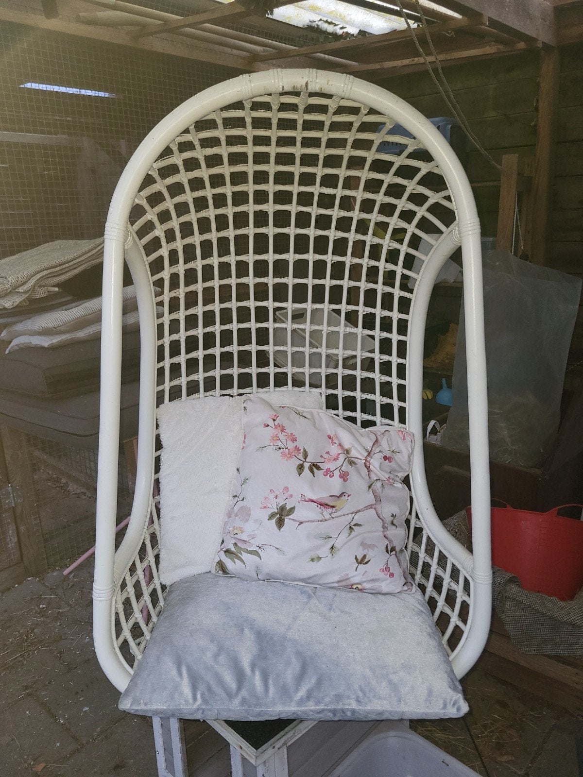 Witte hangstoel egg model, Ophalen, Gebruikt, Wit, Riet of Rotan