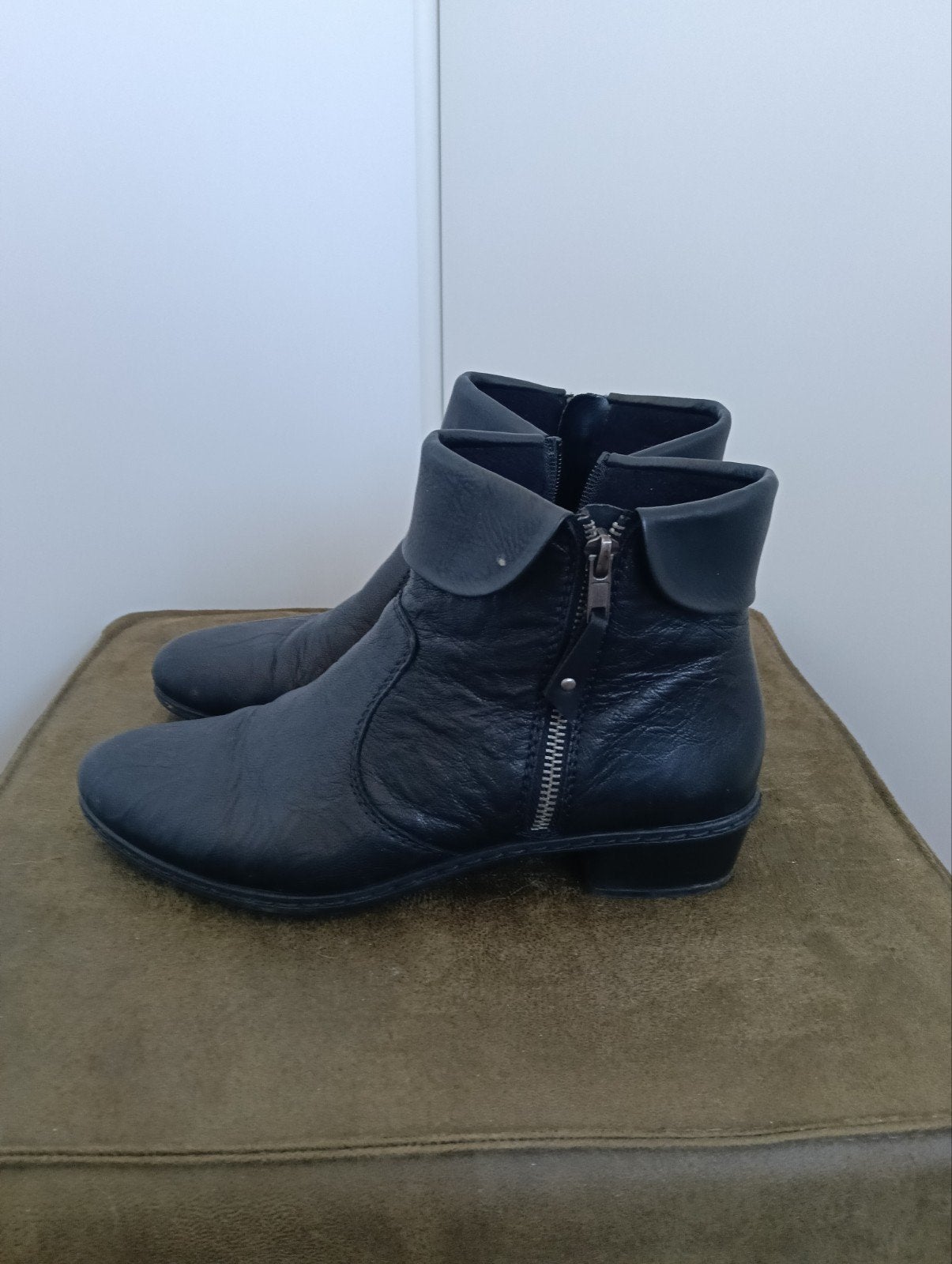 Rieker zwarte leren laarsjes - maat 39, Ophalen of Verzenden