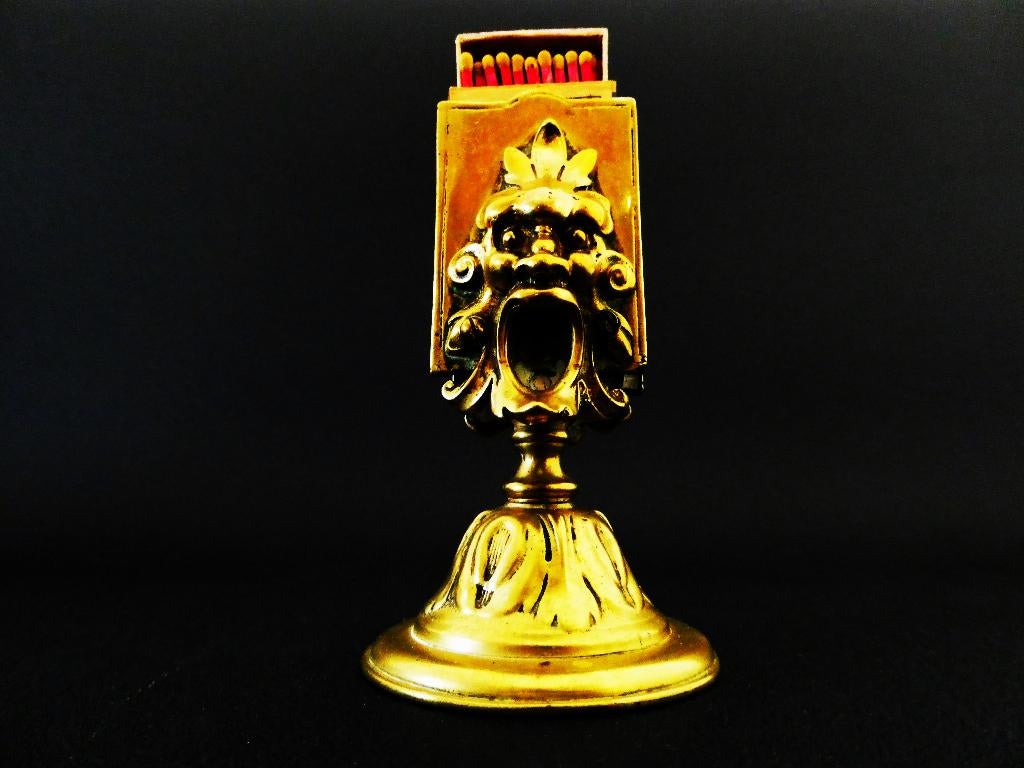 Antieke luciferhouder met mythologisch figuur Carpe Diem, Antiek en Kunst, Ophalen of Verzenden