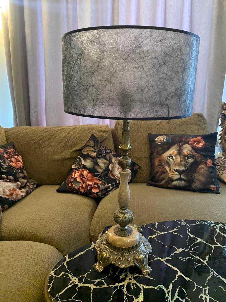 Unieke klassieke barok lamp met van koper en marmer goud, Ophalen of Verzenden, Zo goed als nieuw, Antiek barok