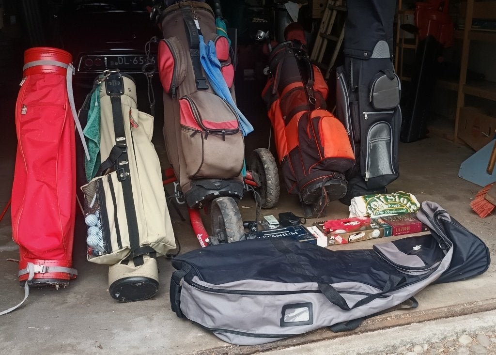 2 complete golfsets met tassen, trolleys en veel golfspullen, Ophalen, Gebruikt, Set, Overige merken