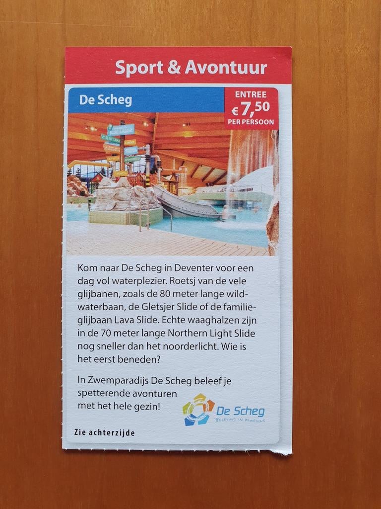 De Scheg entree €7,50 p.p. maximaal 4 personen, Tickets en Kaartjes, Drie personen of meer, Kortingsbon, Overige typen