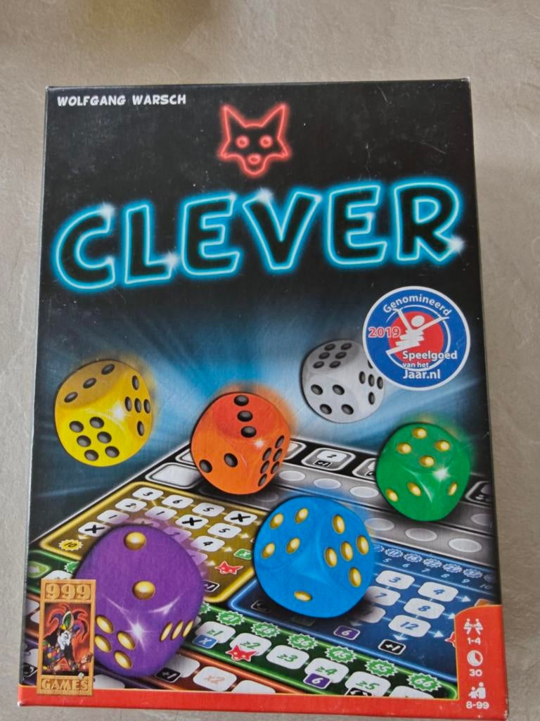 Clever dobbelspel van Wolfgang Warsch (999 Games), Een of twee spelers, Ophalen of Verzenden, Zo goed als nieuw, 999 Games