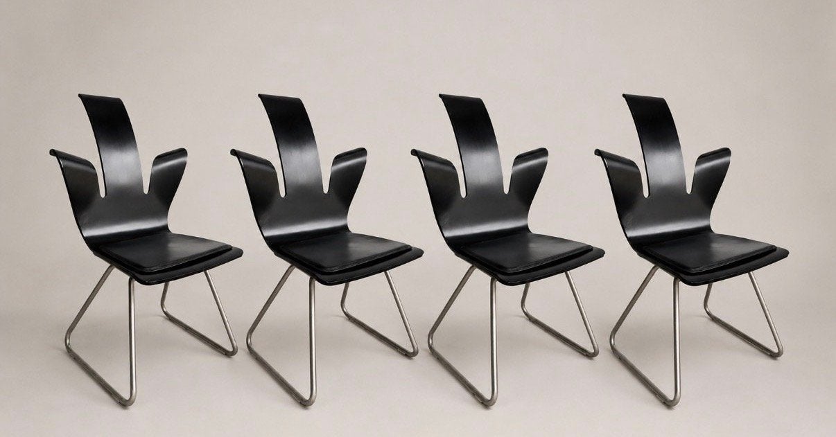 Set van 4 Variér Penguin Chairs – Peter Opsvik, Huis en Inrichting, Gebruikt, -, Scandinavian Design Stokke, Zwart