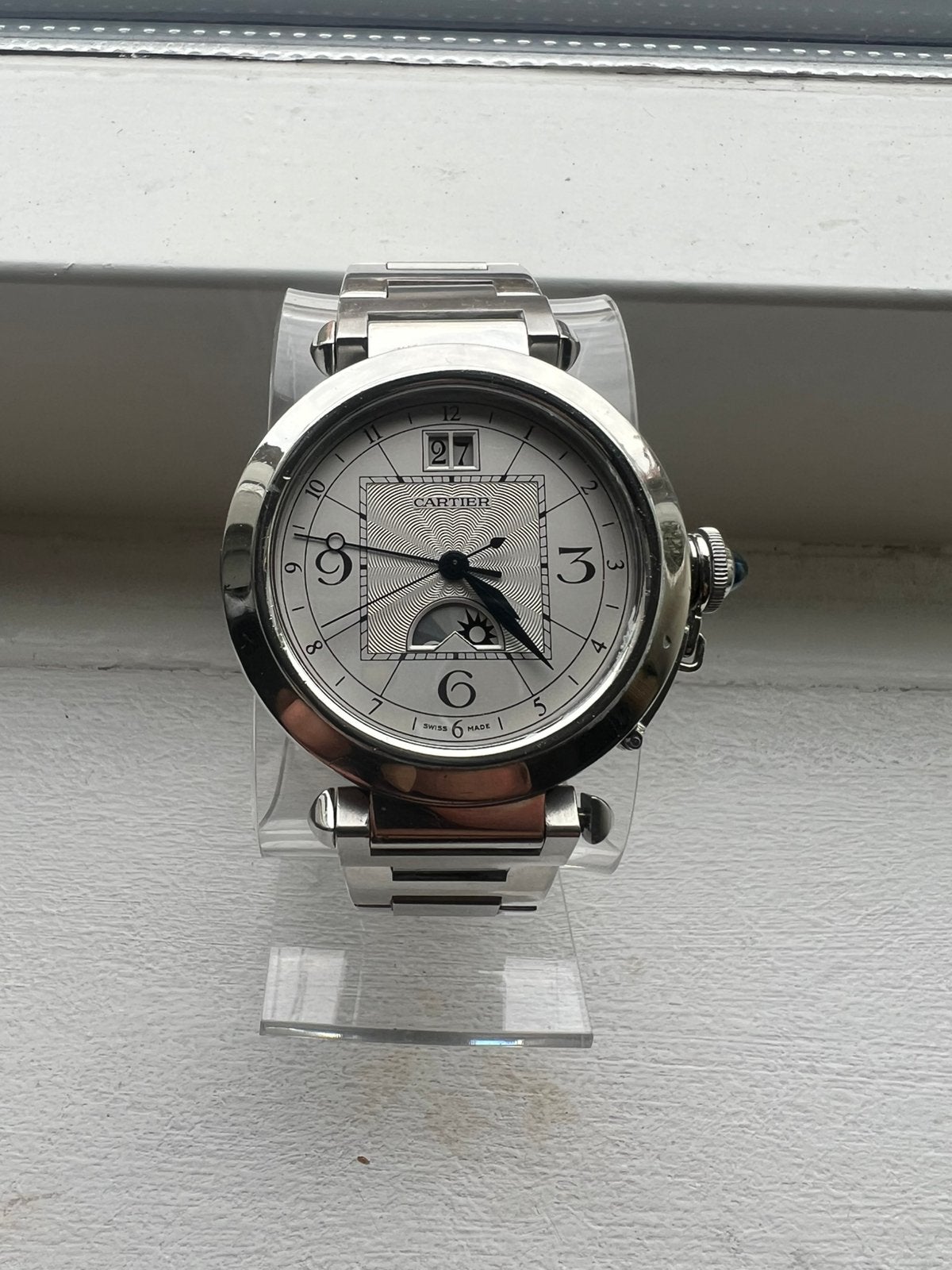 CARTIER Pasha Moonphase ref:2938 +Cartier Roadster XL Chrono, Staal, Gebruikt, Staal, Polshorloge