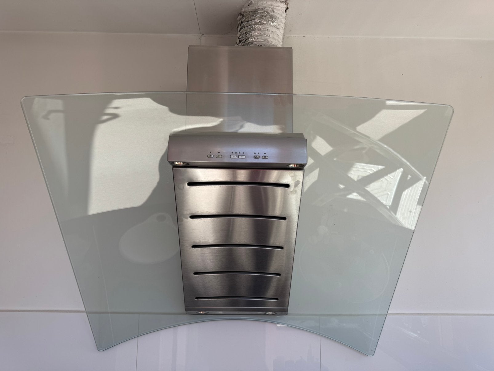 Afzuigkap Miele glas RVS, Witgoed en Apparatuur, Afzuigkappen, Ophalen, Gebruikt, Wandschouwkap, Vrijstaand