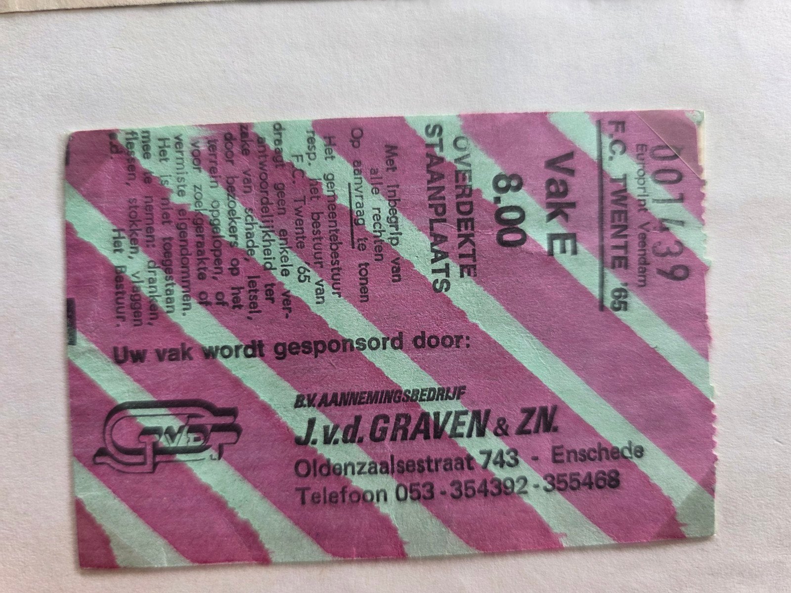 Voetbalticket  Fc Twente-Goahead Eagles.3-1., Ophalen of Verzenden, Zo goed als nieuw, F.C. Twente