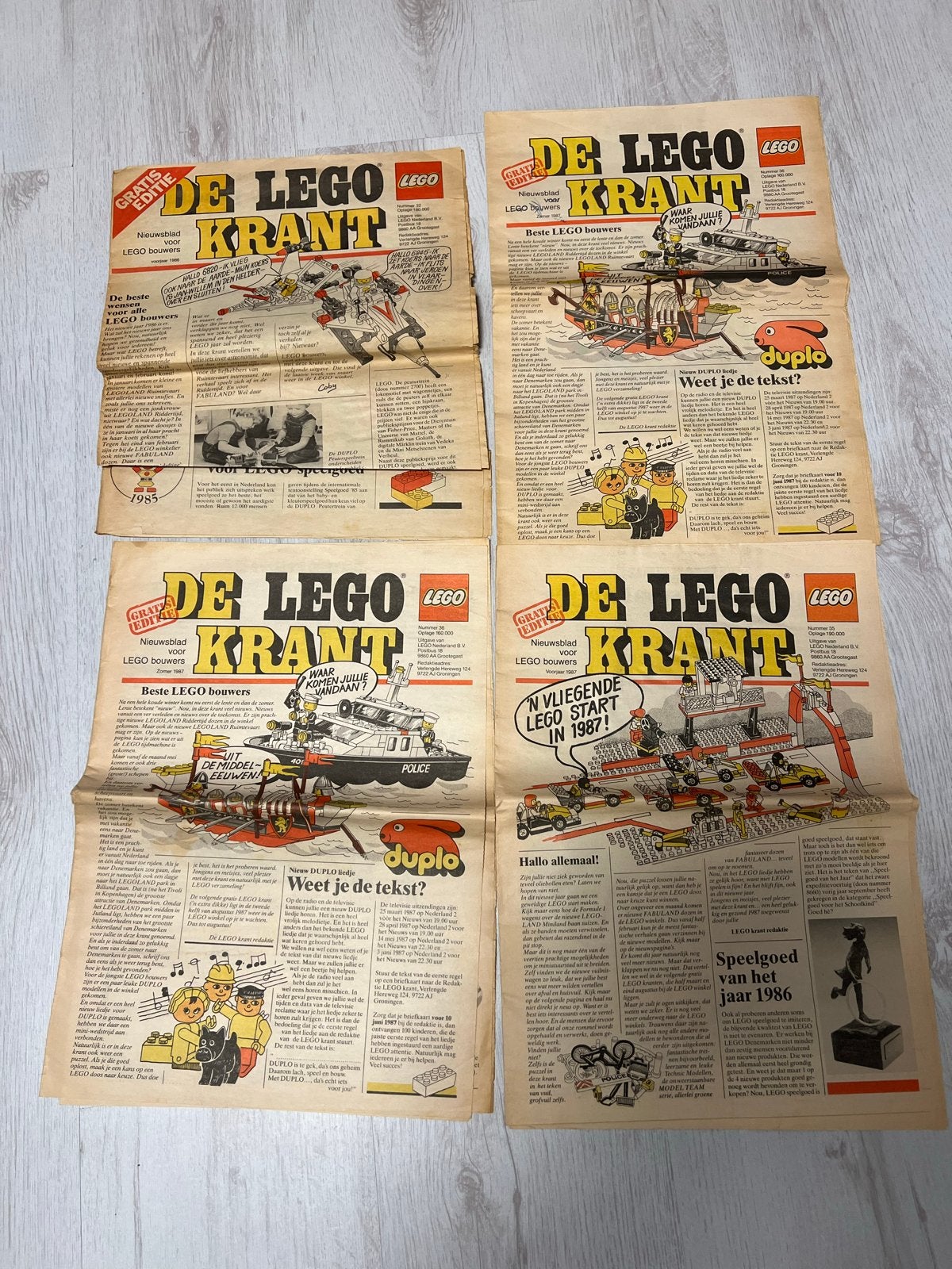 Vintage LEGO Krant Nieuwsblad 1985-1987 - Set van 4, Ophalen of Verzenden, Gelezen, Krant