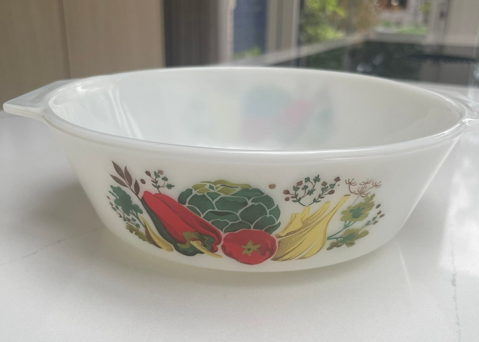 Vintage PYREX ovenschaal Country kitchen 22cm melkglas, Antiek en Kunst, Ophalen of Verzenden