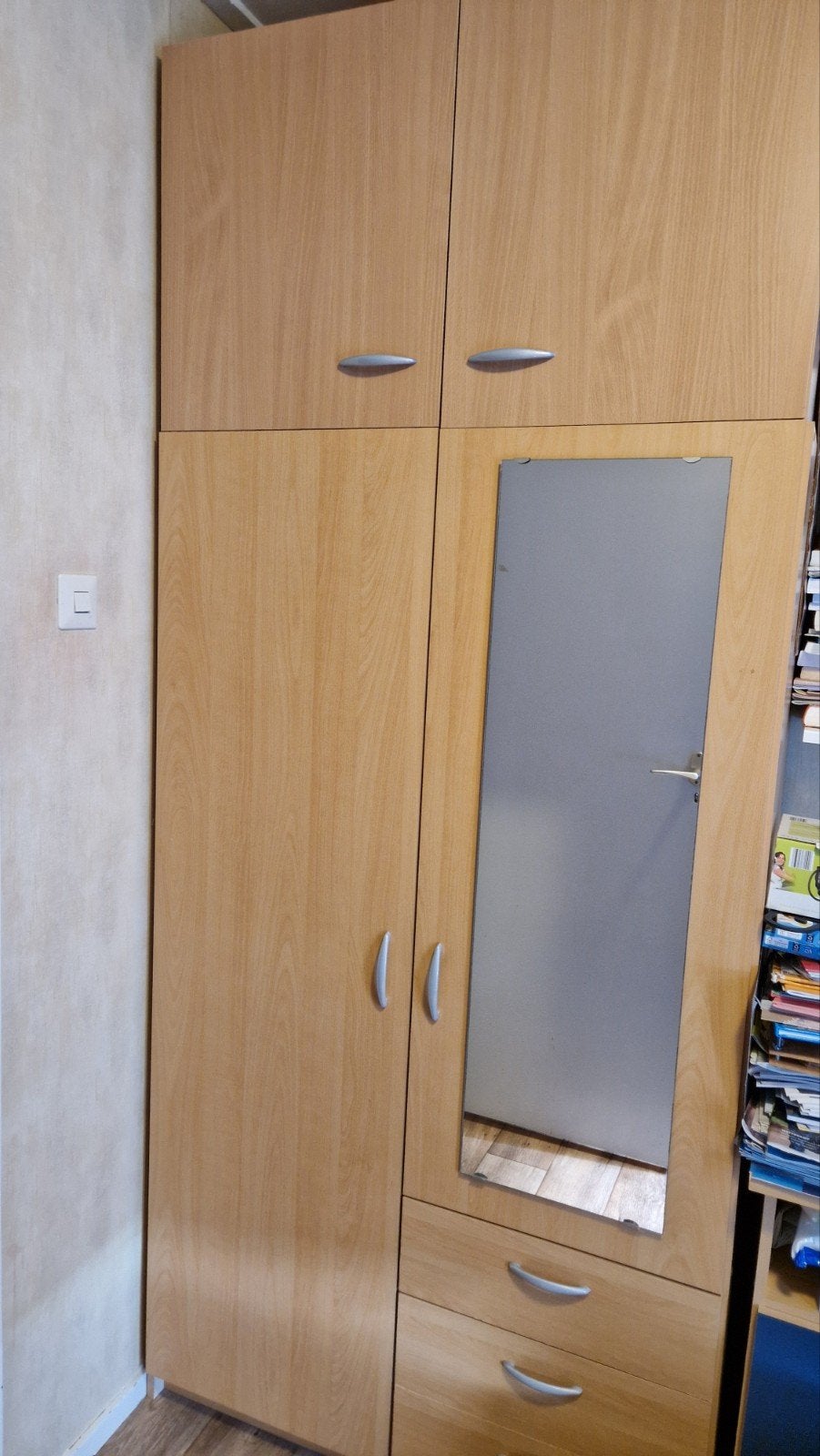 Kledingkast hang / leg / lades, met opzetstuk, Ophalen, 50 tot 75 cm, 200 cm of meer