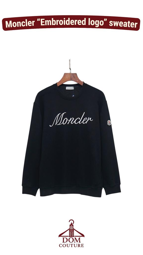 Moncler “Embroidered” logo trui sweater maat M L XL zwart, Ophalen of Verzenden, Zwart