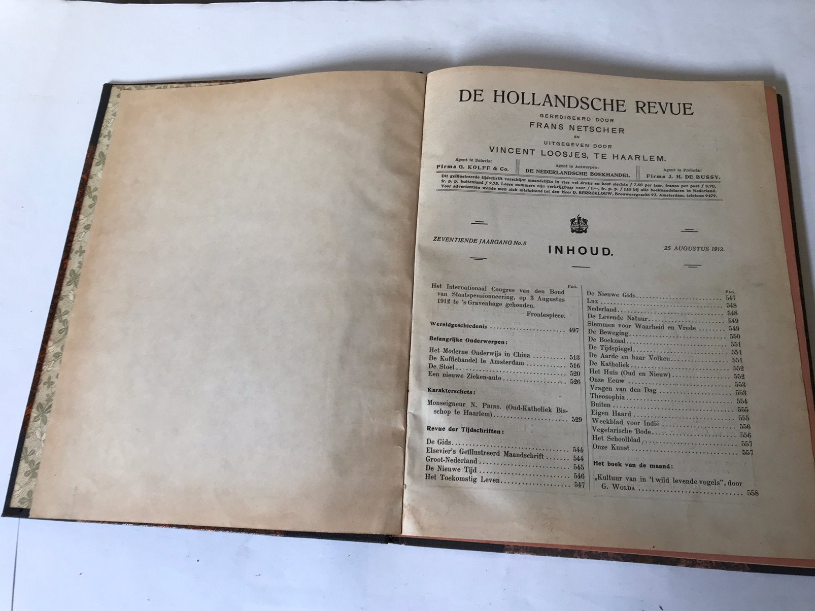 Maandschrift de Hollandsche Revue 1912., Ophalen of Verzenden, Zo goed als nieuw