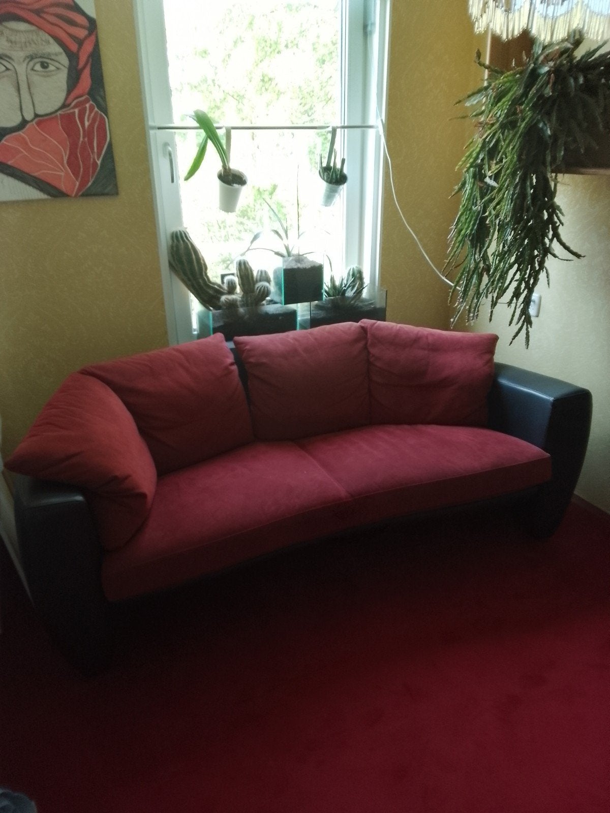 Leolux zwaar leren donker rood zwart, Ophalen of Verzenden, Zo goed als nieuw, 75 tot 100 cm