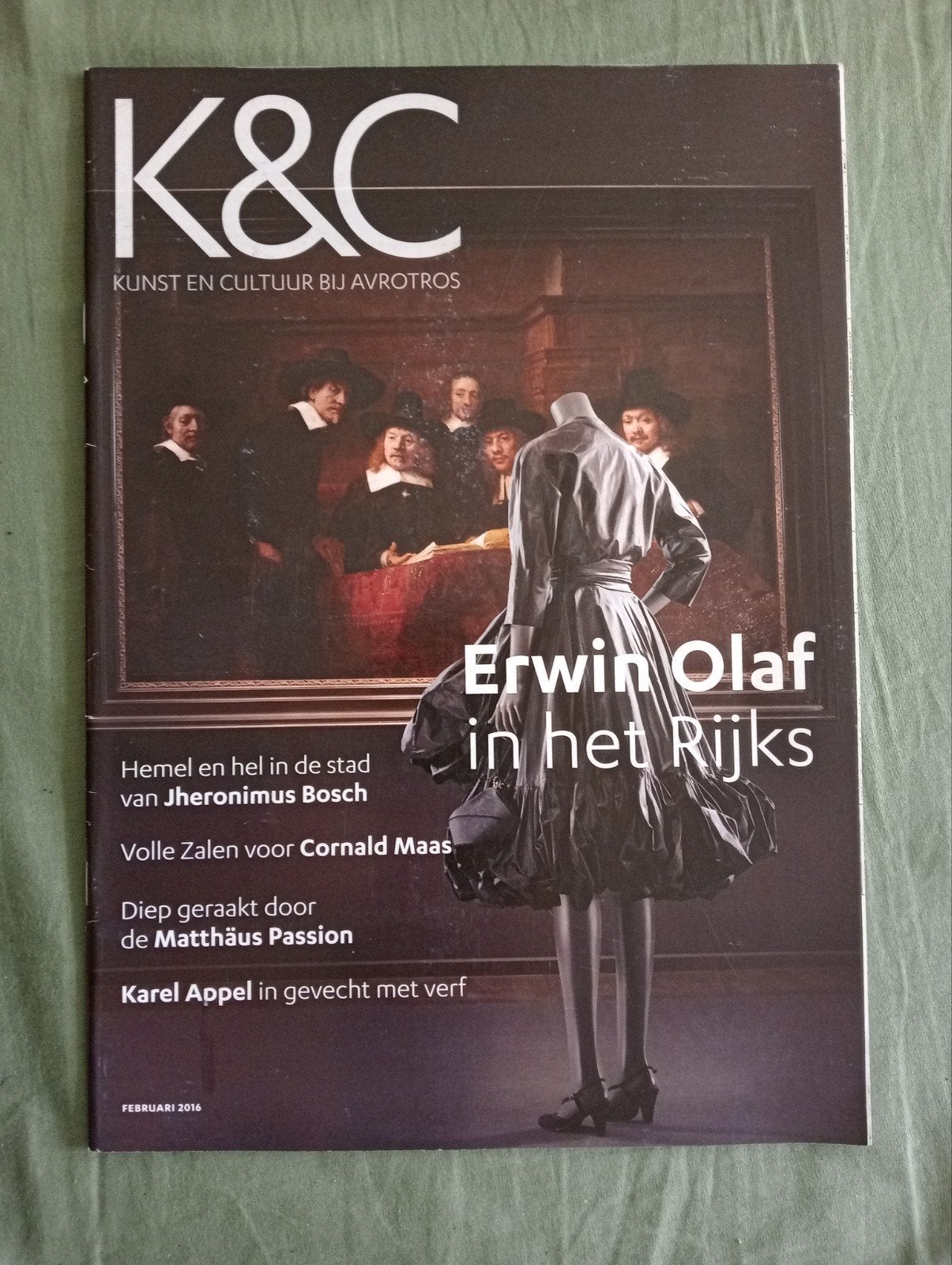 K&C Kunst en Cultuur Magazine Februari 2016 - Erwin Olaf, Ophalen of Verzenden, Zo goed als nieuw, Overige onderwerpen, Diverse Auteurs