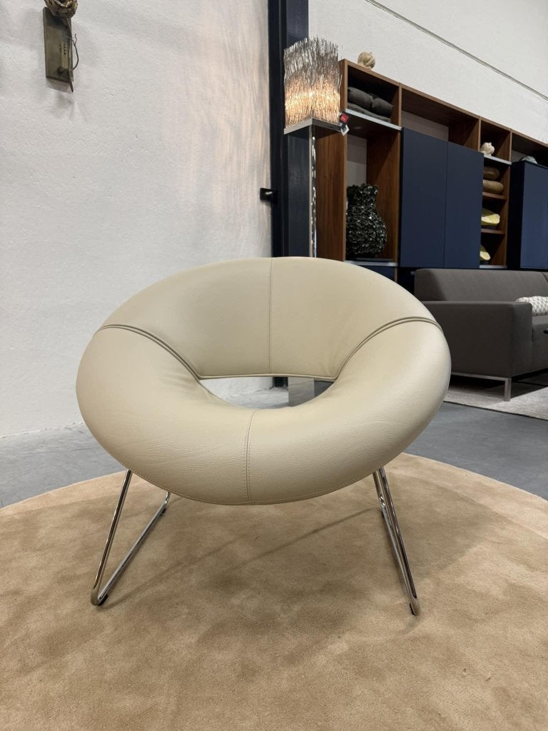 Showmodel Leolux Mimas Fauteuil leer off White design stoel