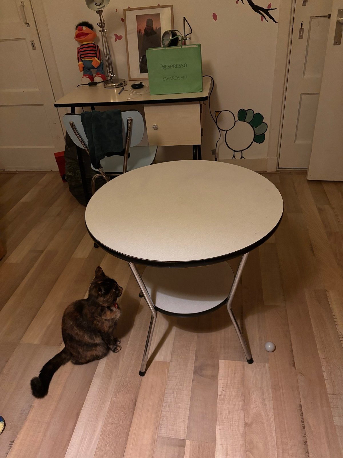 Vintage Formica Bijzettafel - Mid Century kat not incl;), Ophalen, 50 – 75, Kunststof, Gebruikt