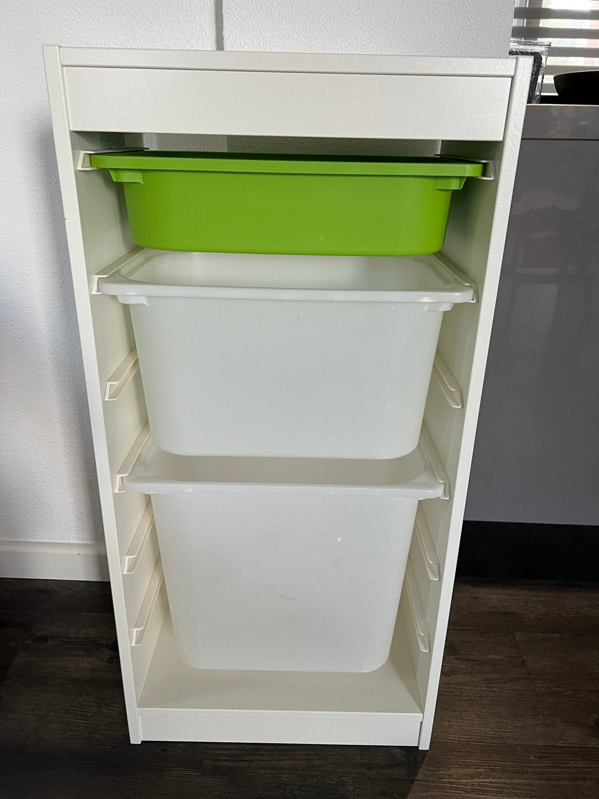 Trofast kast wit met 4 bakken, Ophalen, Zo goed als nieuw, Minder dan 50 cm, 90 tot 105 cm