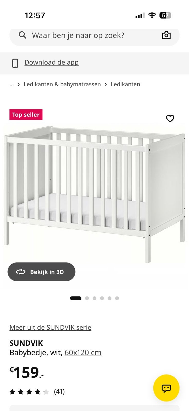 Te koop Ikea babyledikant inclusief matras, Kinderen en Baby's, Ophalen, Zo goed als nieuw, Jongetje of Meisje
