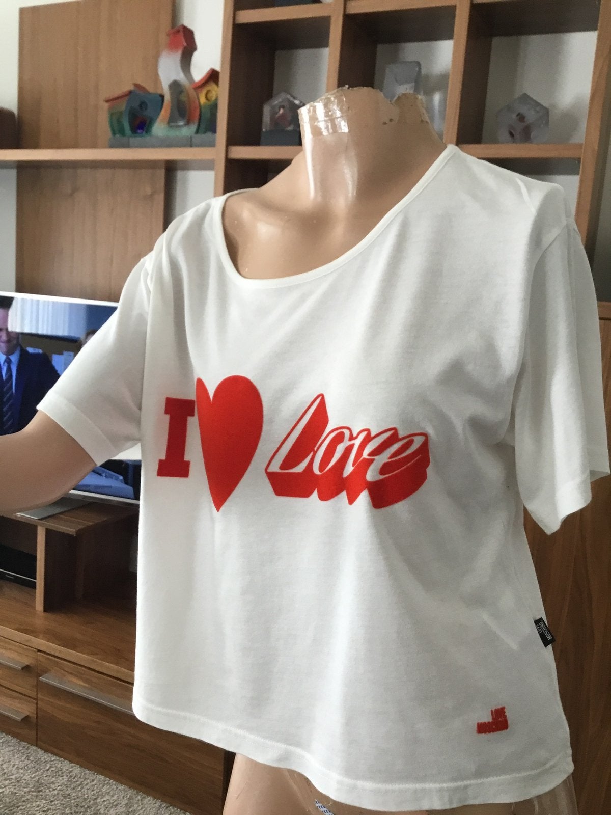 MOSCHINO T-shirt maat s origineel ZGAN 1 keer gedragen, F, Wit, Zo goed als nieuw, Korte mouw