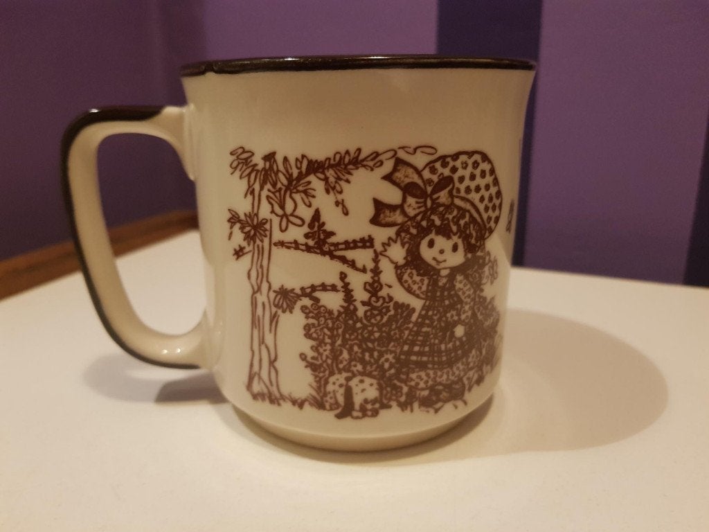 vintage retro mok beker servies holly hobby look, Ophalen, Overige merken, Vintage, Mok