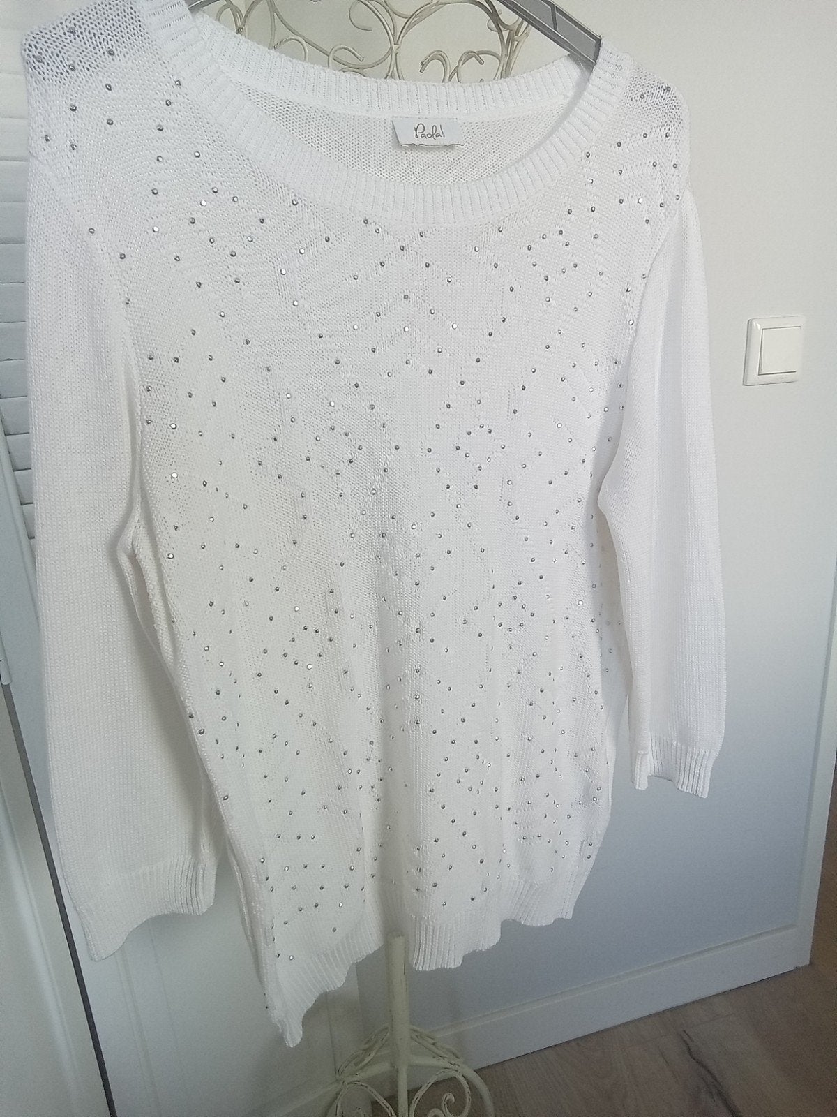prachtige trui. wit met glitters,PAOLA,katoen mix,Ĺ, Maat 42/44 (L), Nieuw, Ophalen of Verzenden, Paola