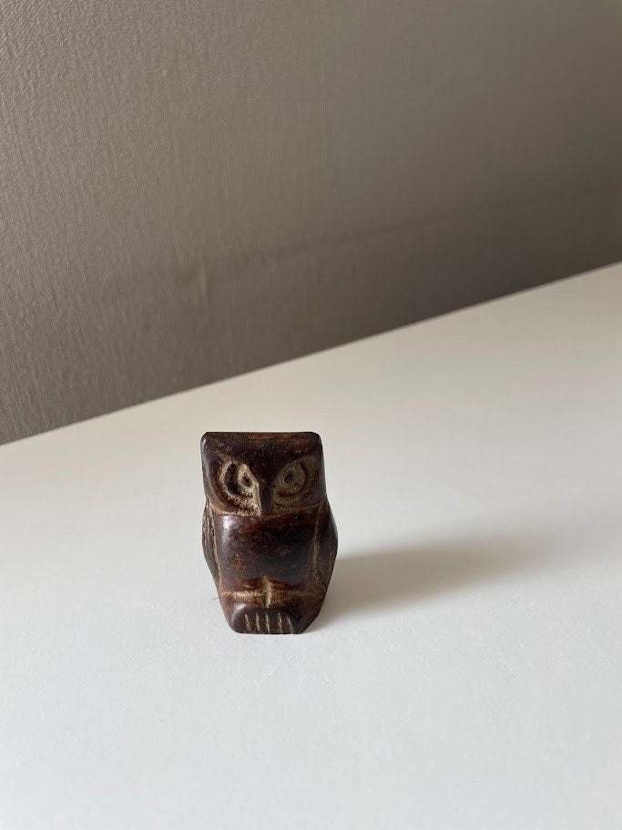 Beeldje: Stenen uil bruin., Ophalen of Verzenden, Zo goed als nieuw, Vogel, Beeldje of Figuurtje