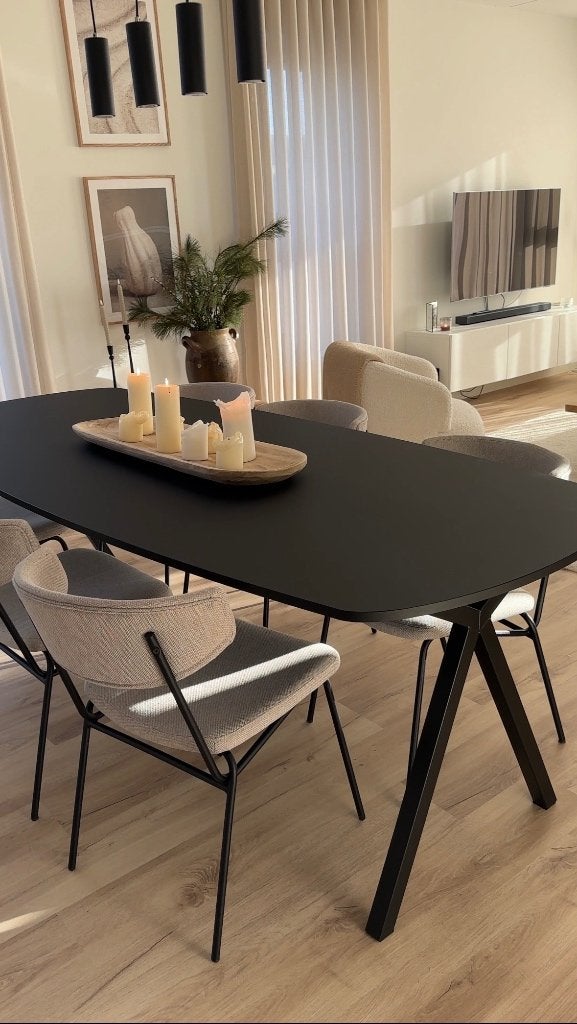 Tafel deens ovale tafel zwart, Ophalen, Gebruikt, Eikenhout, 200 cm of meer