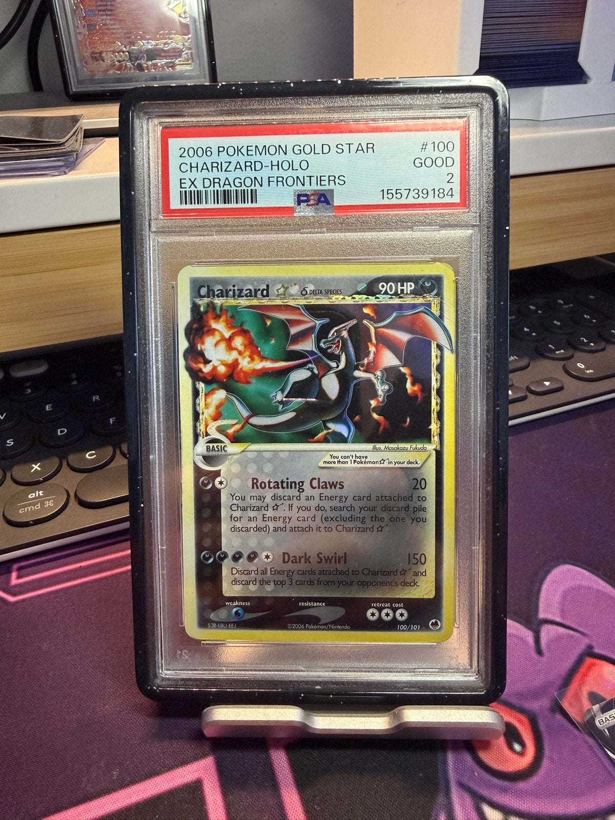 Gold Star Charizard-Holo EX Dragon Frontiers PSA 2, Ophalen, Gebruikt, Losse kaart