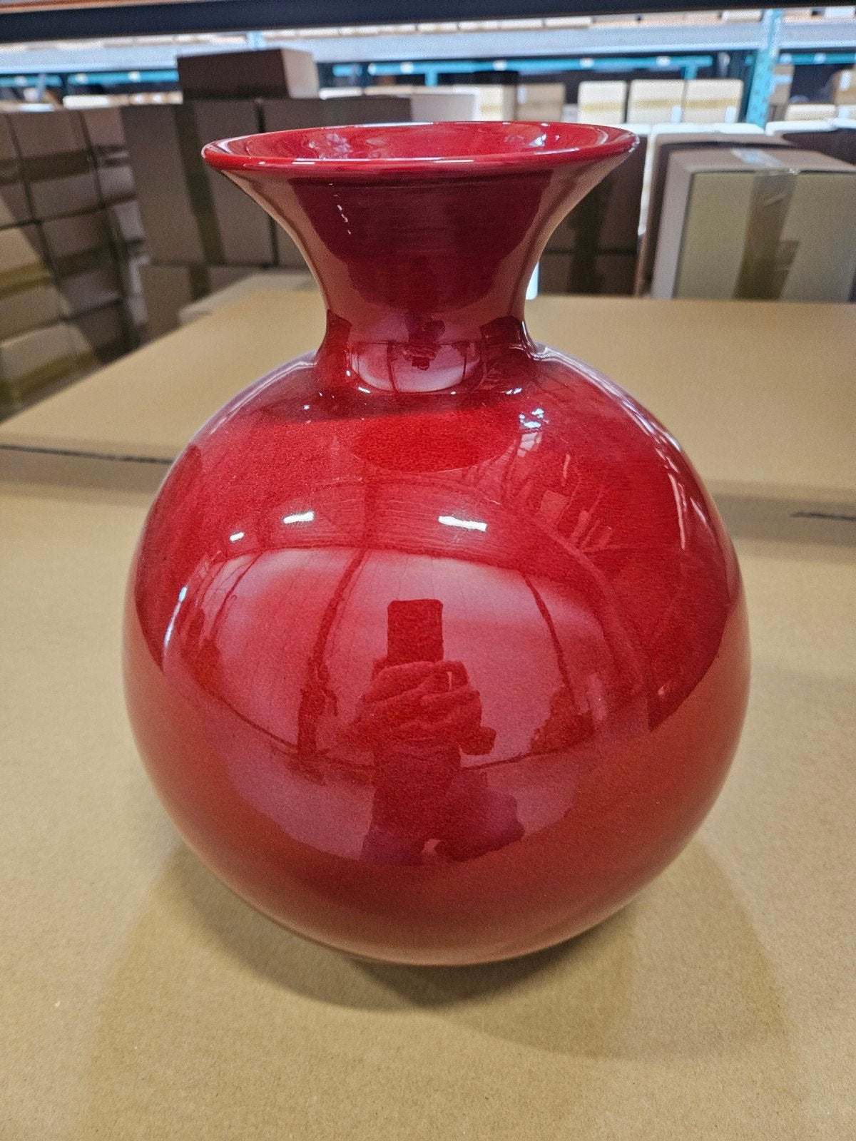Decoratieve rode vaas, handgemaakt door kunstenaar 5 stuks, Aardewerk of Porselein, Nieuw, Ophalen of Verzenden, Minder dan 50 cm