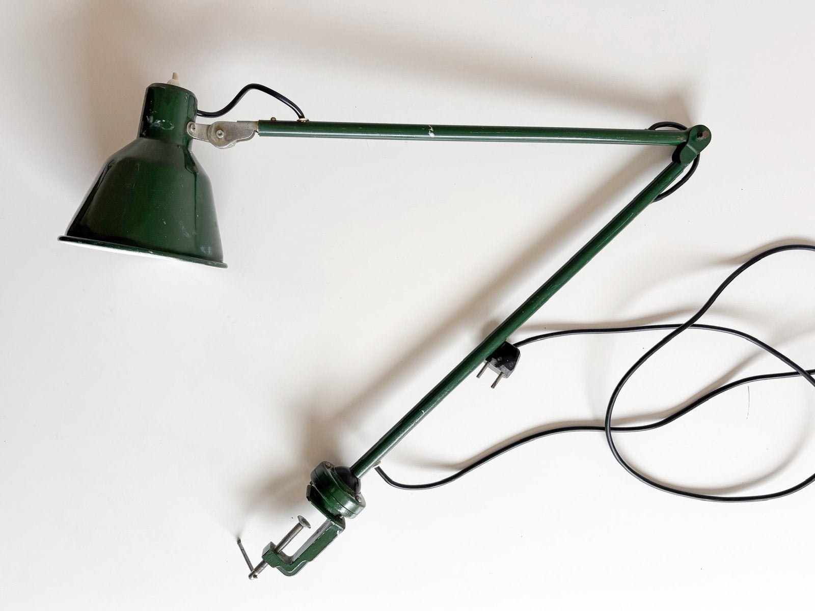 Vintage, industriële bureaulamp, klemlamp, Brevetti Longoni, Gebruikt, -, -, Ophalen of Verzenden