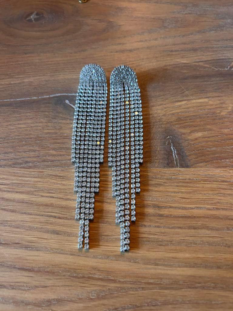diamantrijke (gala) oorbellen, Ophalen of Verzenden, Zo goed als nieuw, Zilver, Overige materialen