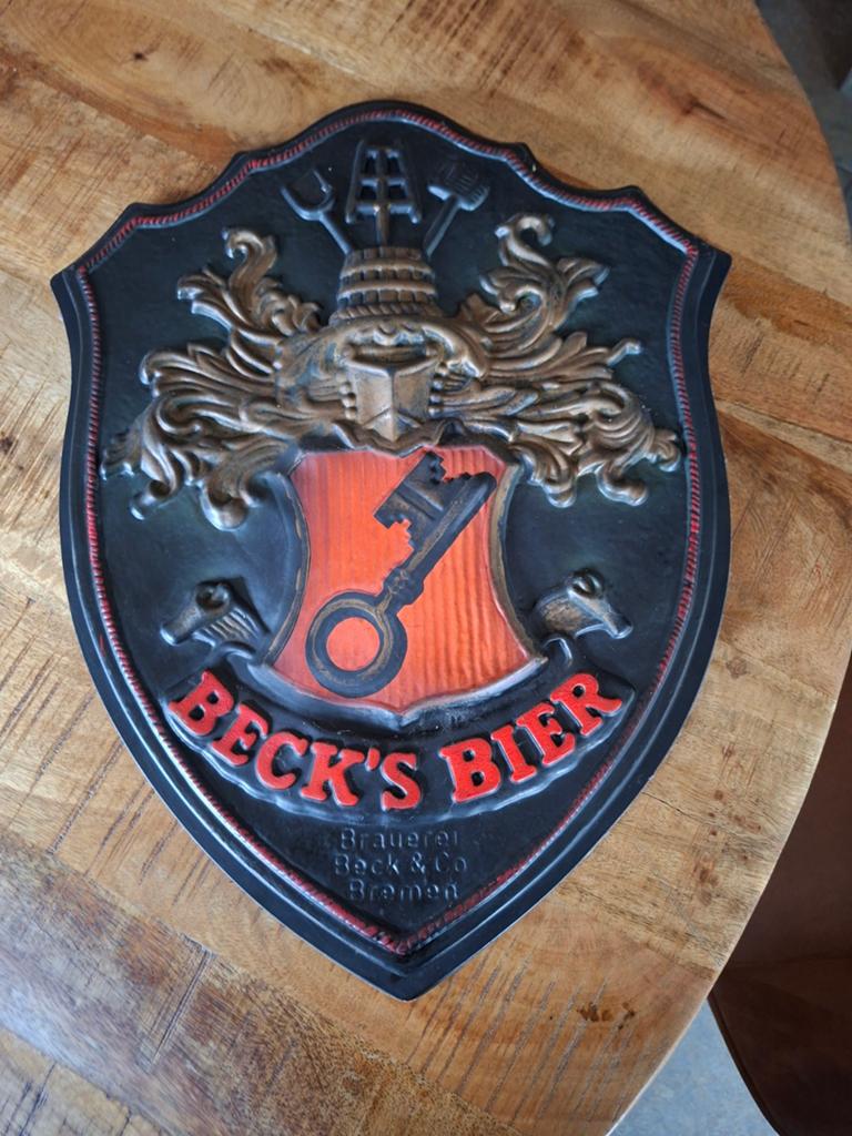 Vintage Beck's Bier Reclamebord - Brauerei Beck & Co Bremen, Ophalen of Verzenden