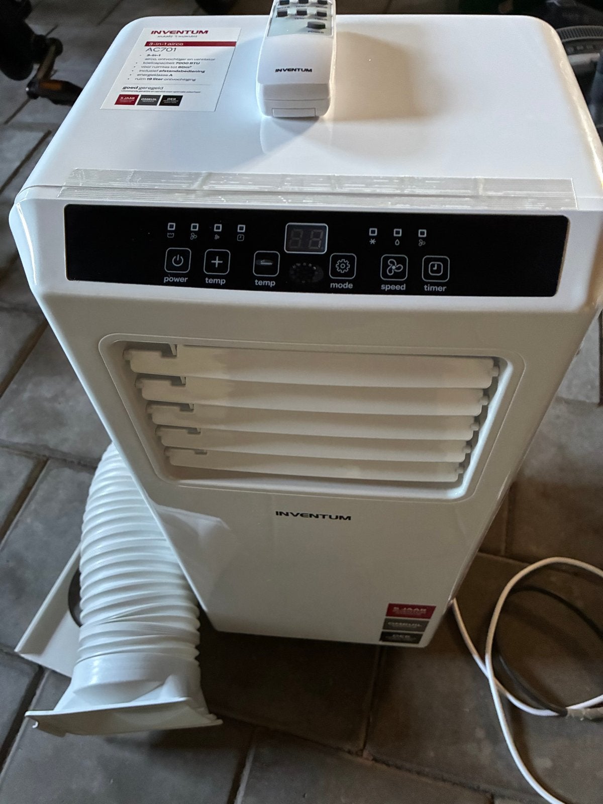 Inventum Mobiele Airco AC701- Koelen, Ontvochtigen,, Witgoed en Apparatuur, Ophalen, Minder dan 60 m³, 3 snelheden of meer, Zo goed als nieuw