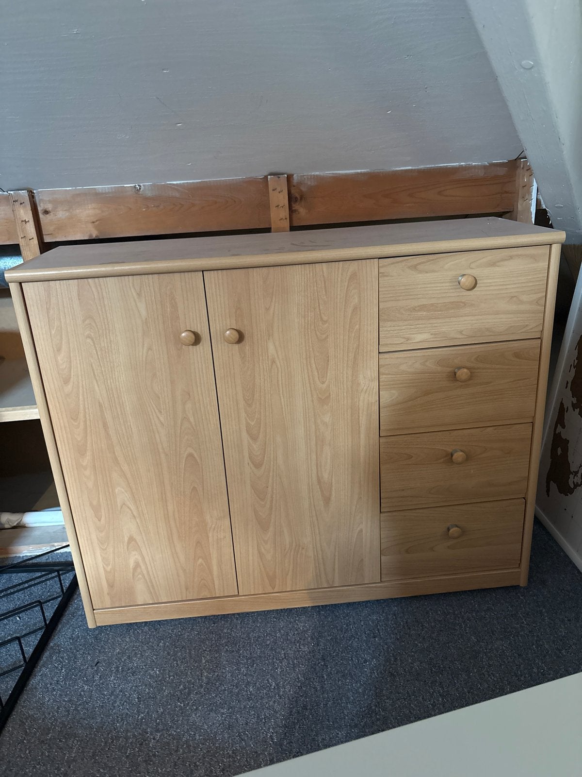 Houten bureaukast met lades en deuren, Ophalen, 100 tot 150 cm, Zo goed als nieuw, Met lade(s)