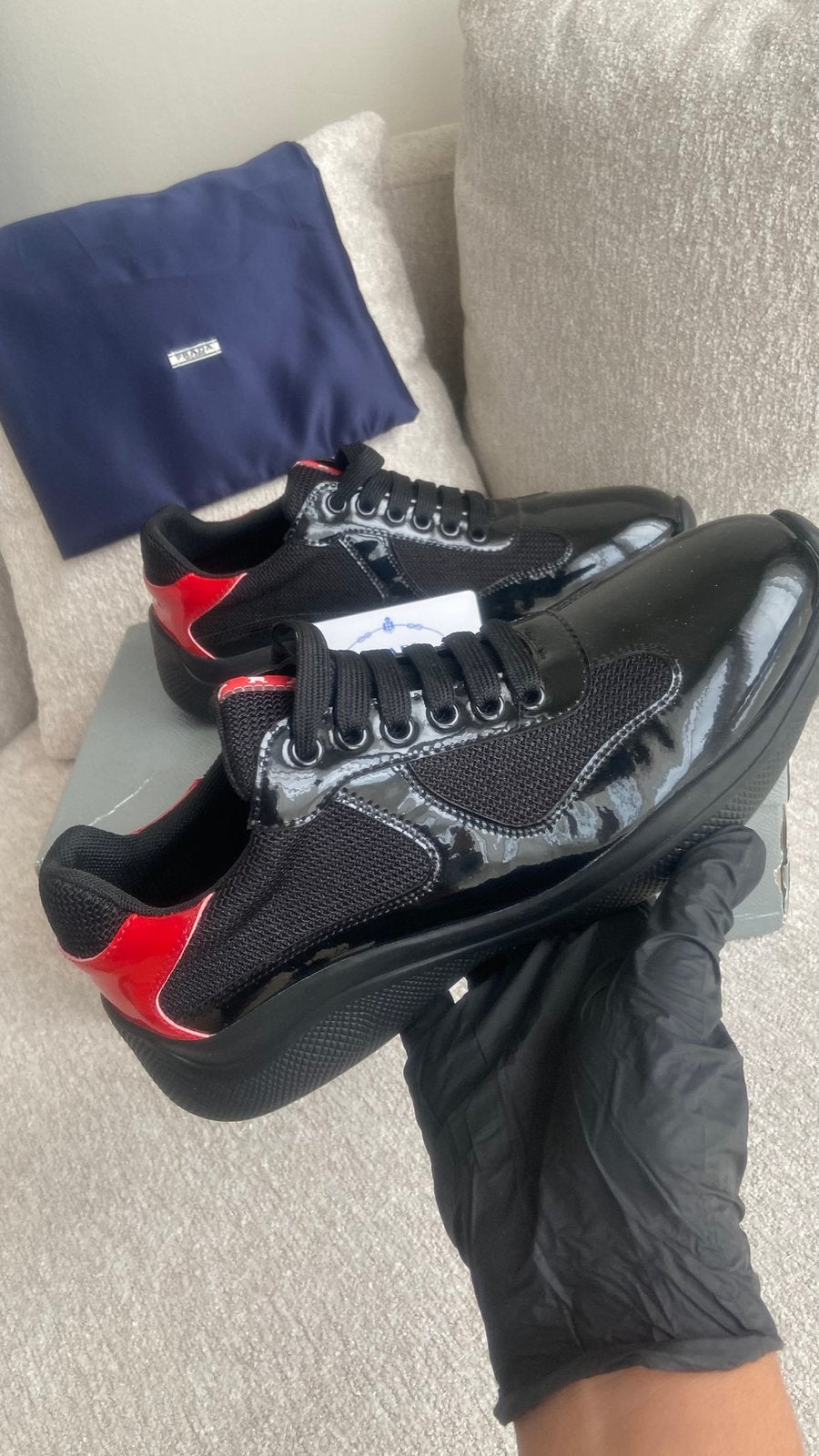 Titel: Prada Cups Rood/Zwart – Maat 38 – Nieuw, Kleding | Heren, Verzenden, Nieuw, Sportschoenen, Zwart