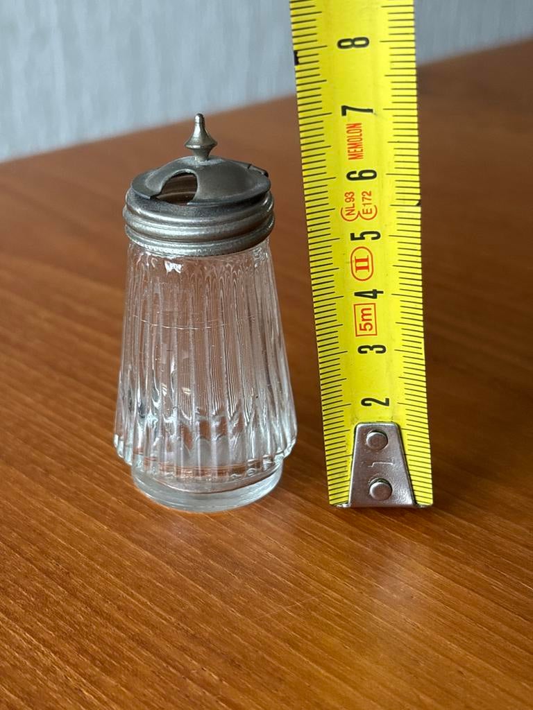 Antiek glazen snuifpotje met zilveren deksel, 7 cm, Antiek en Kunst, Antiek | Goud en Zilver, Ophalen of Verzenden