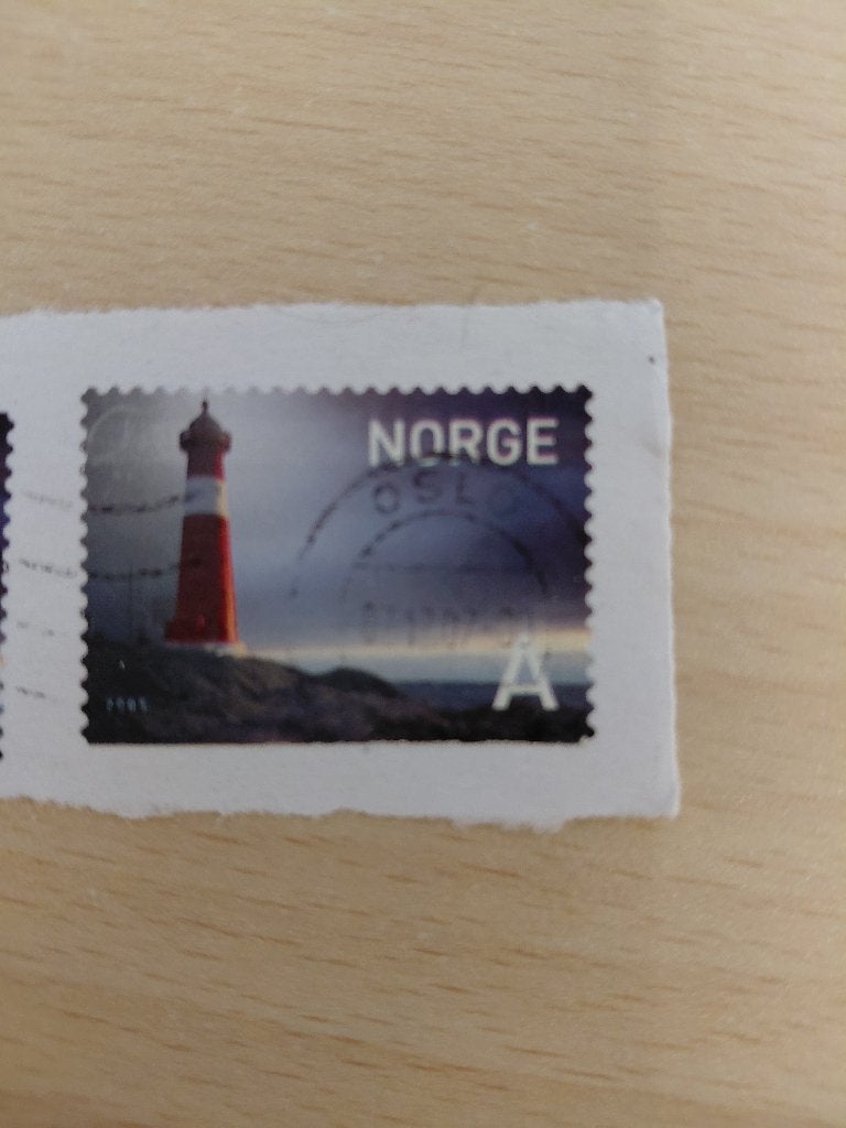 Noorwegen vuurtoren, Postzegels en Munten, Verzenden, Noorwegen, Gestempeld