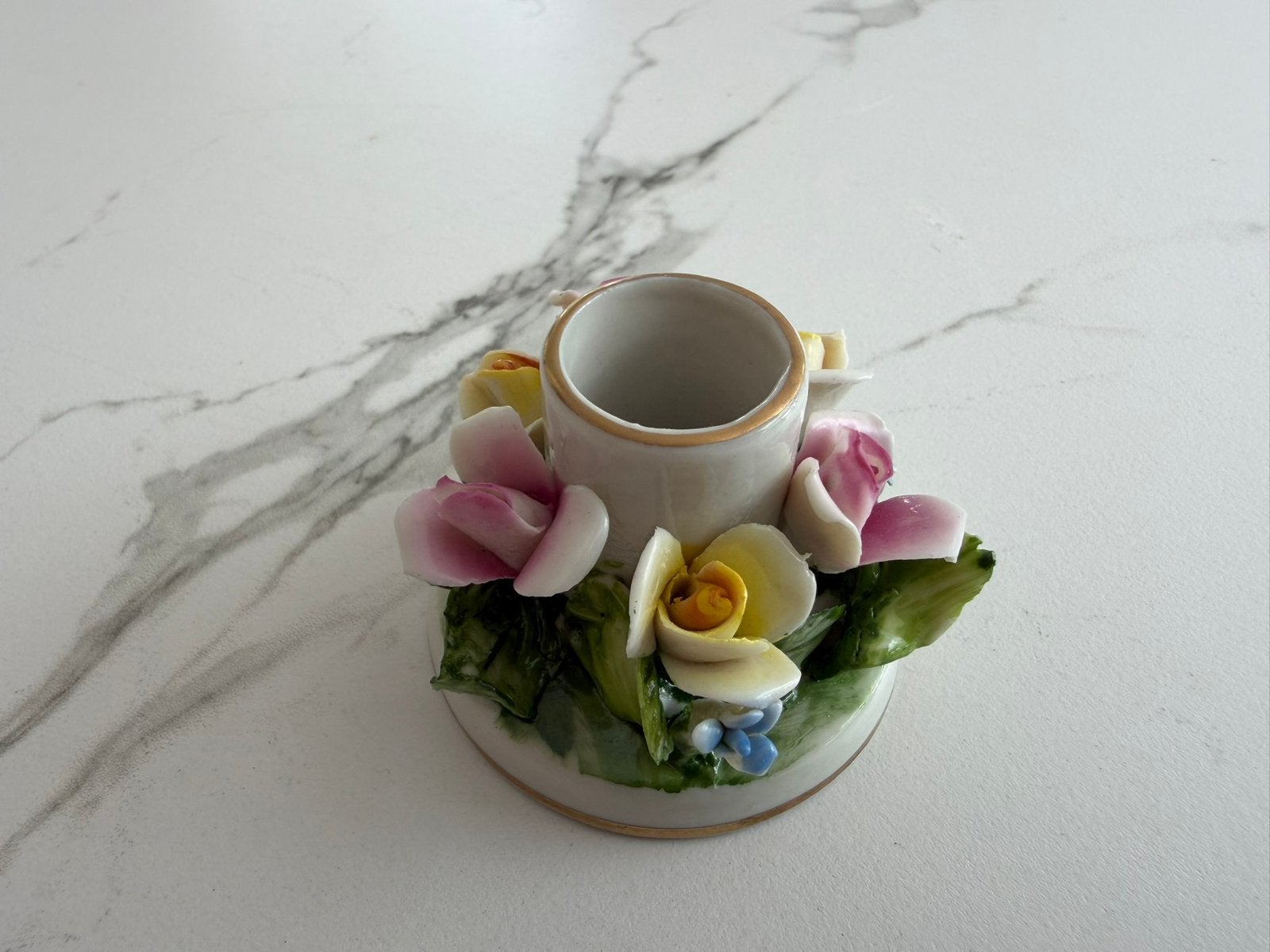 VINTAGE Capodimonte porseleinen kandelaar, Ophalen of Verzenden, Zo goed als nieuw, Kandelaar